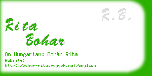 rita bohar business card